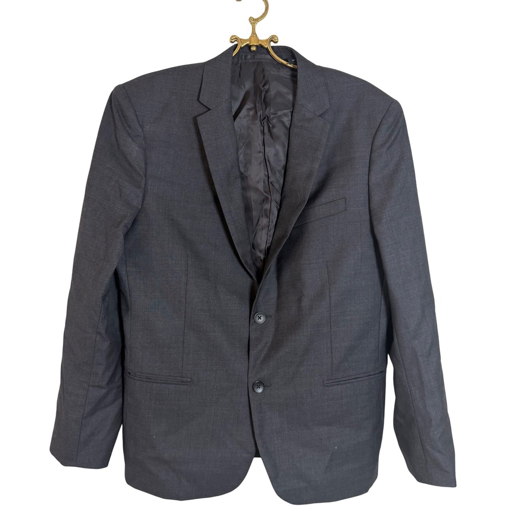Theory Mens Xylo NP Ostro Charcoal Gray 100% Wool 2-Button Blazer Jacket 42R